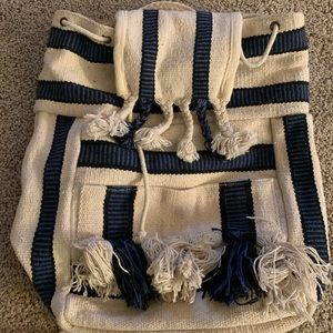 Rasta Blue & White cloth Backpack